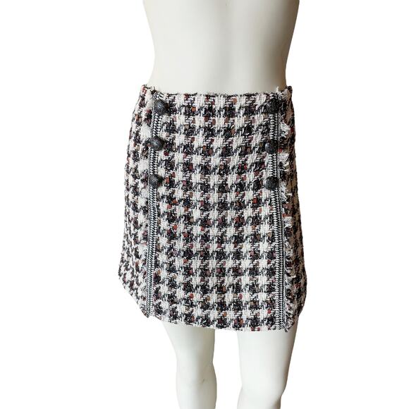 Veronica Beard Starck Tweed Mini Skirt Black Brown Sz 6 - Picture 5 of 13
